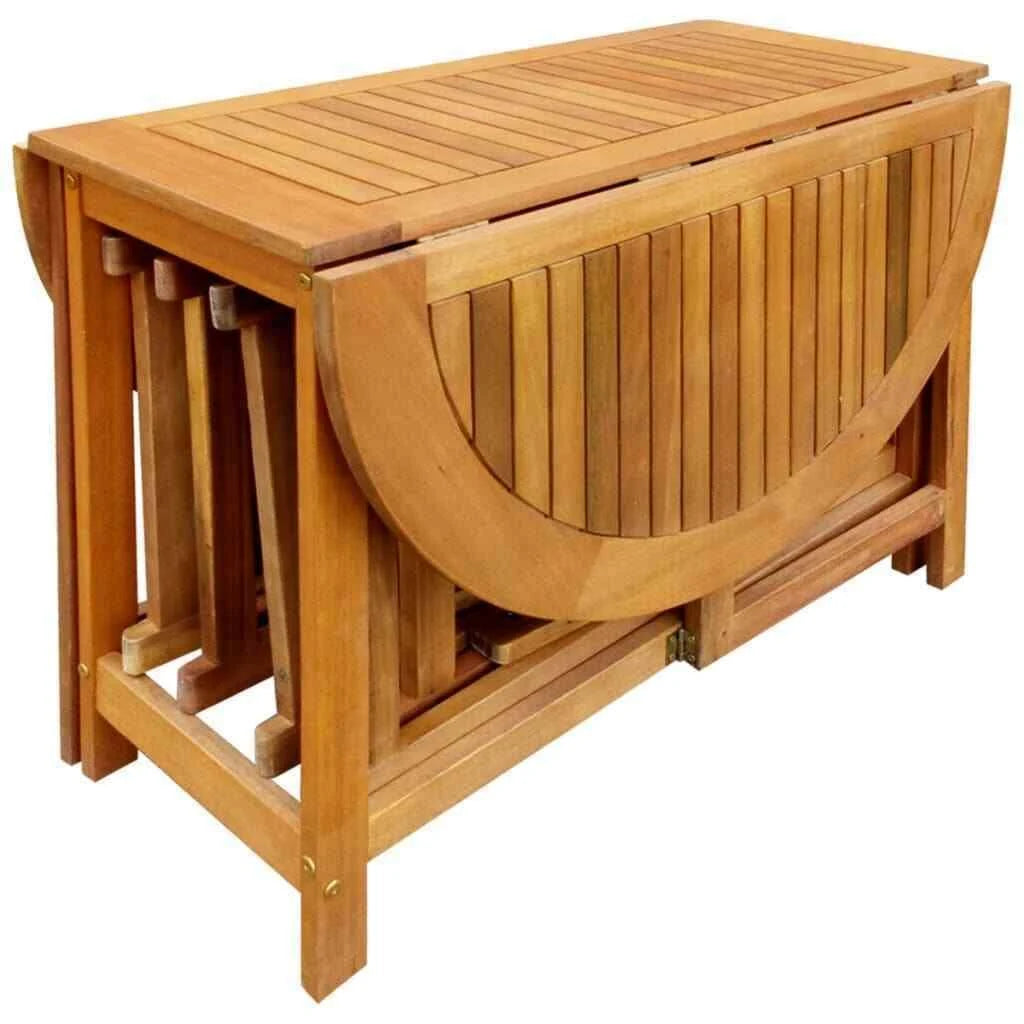 5 Piece Folding Outdoor Dining Set Solid Acacia Wood U833497