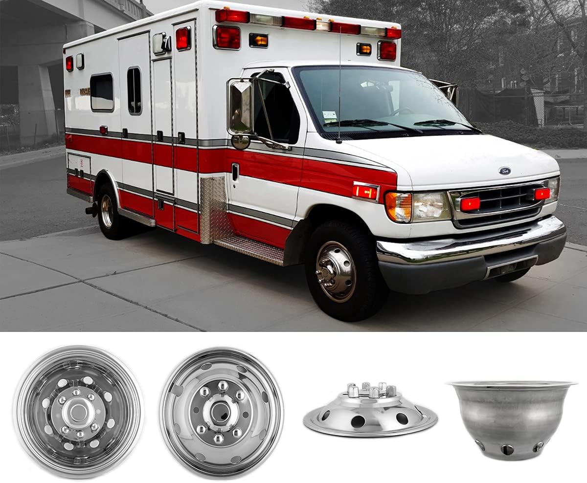 4pcs 19.5inch Polished Stainless Steel Dually Wheel Simulators with Installation Tool Kit F21868