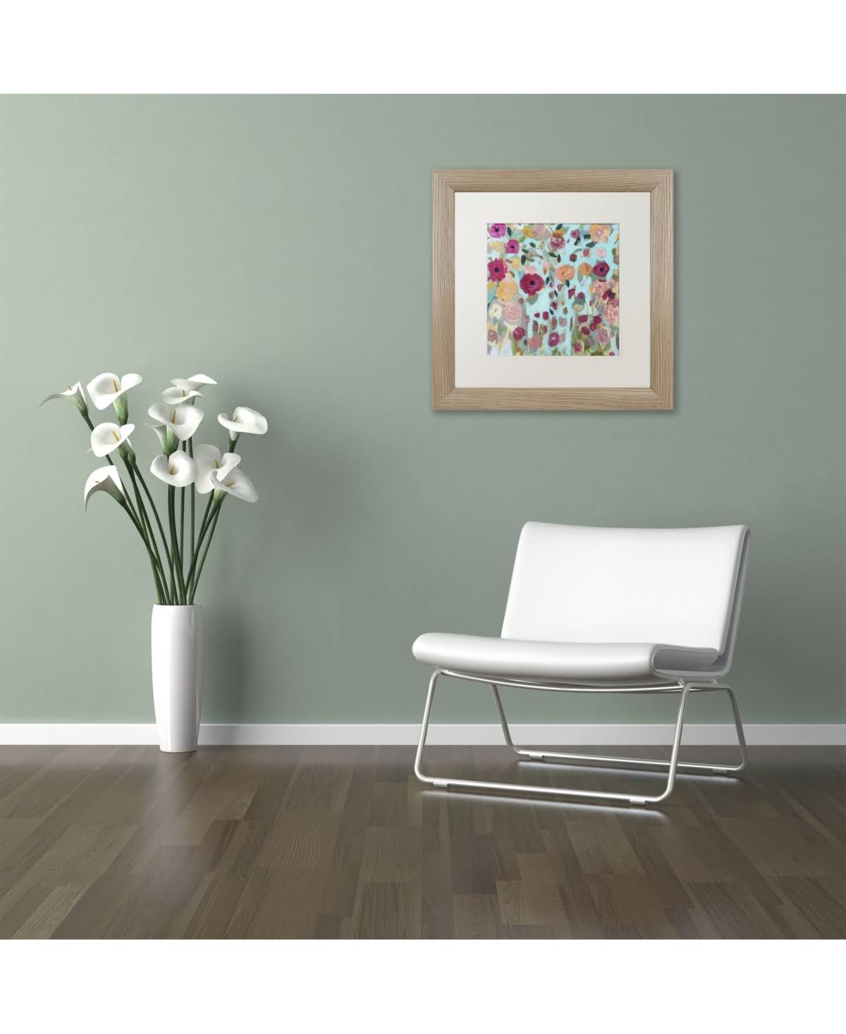 White Matte Birch Frame 16x16-Inch Art J407