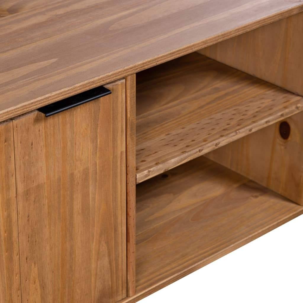 White and Light Wood Solid Pine Wood TV Cabinet U46606