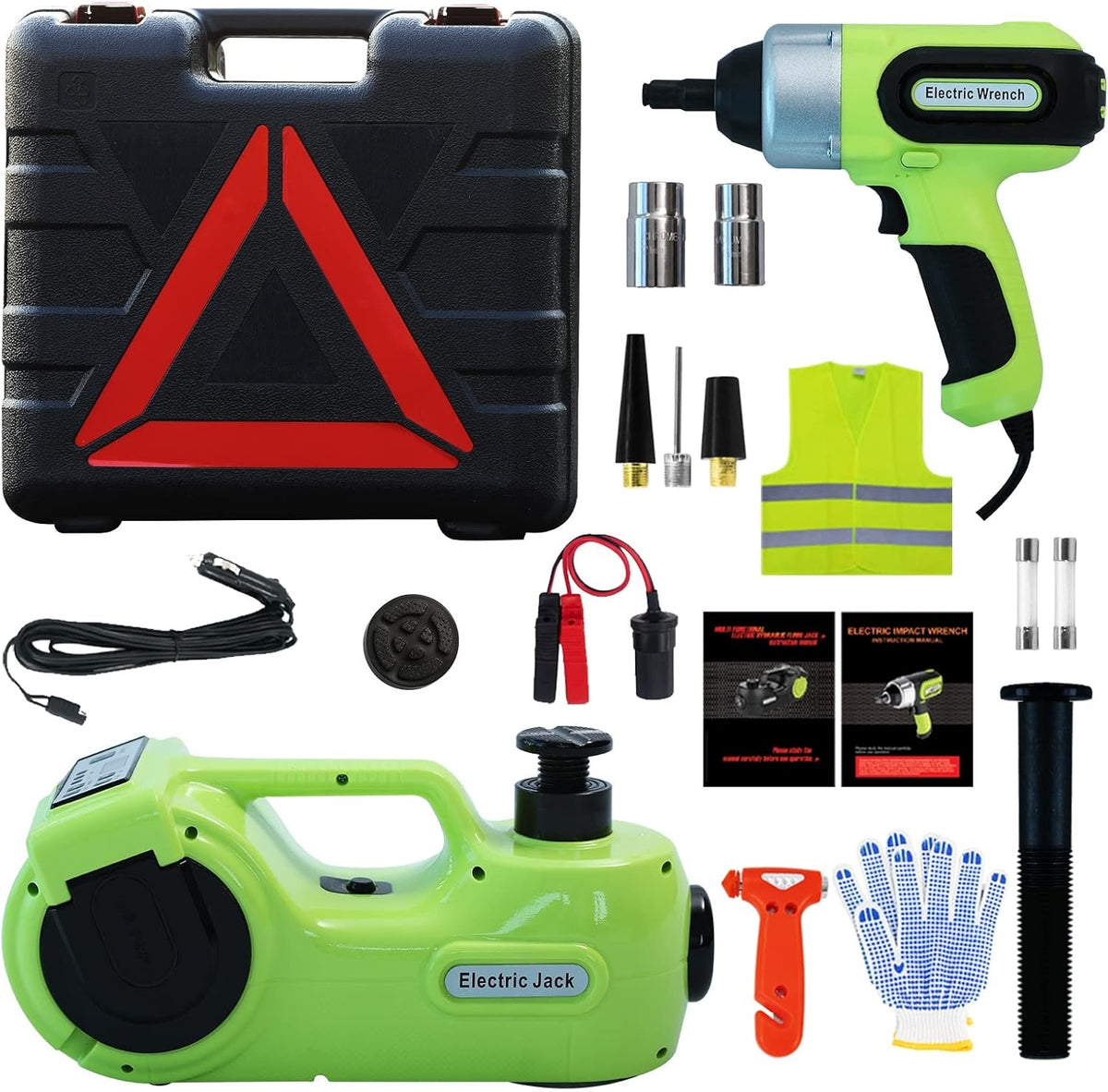 5 Ton 12V Hydraulic Car Jack Kit with Electric Impact Wrench and Tire Inflator M1218