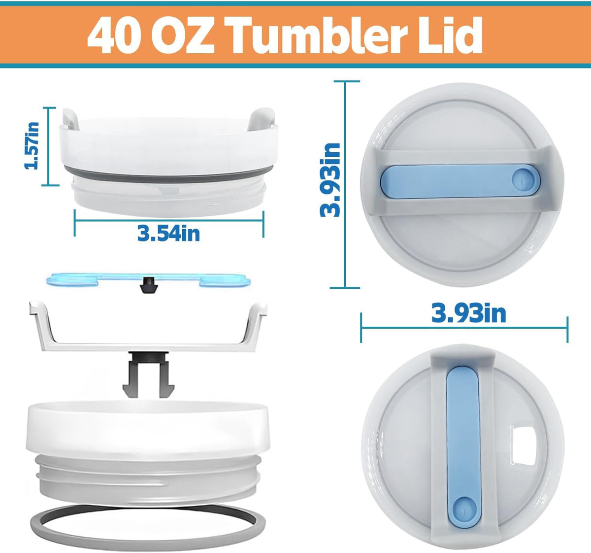 40 OZ Tumbler Lids 2 Pack Replacement Spill Proof Tumbler Lids K6456