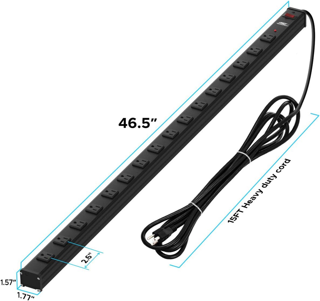 16-Outlet Surge Protector Power Strip with Circuit Breaker, 15 Feet, Pack of 2 B12286