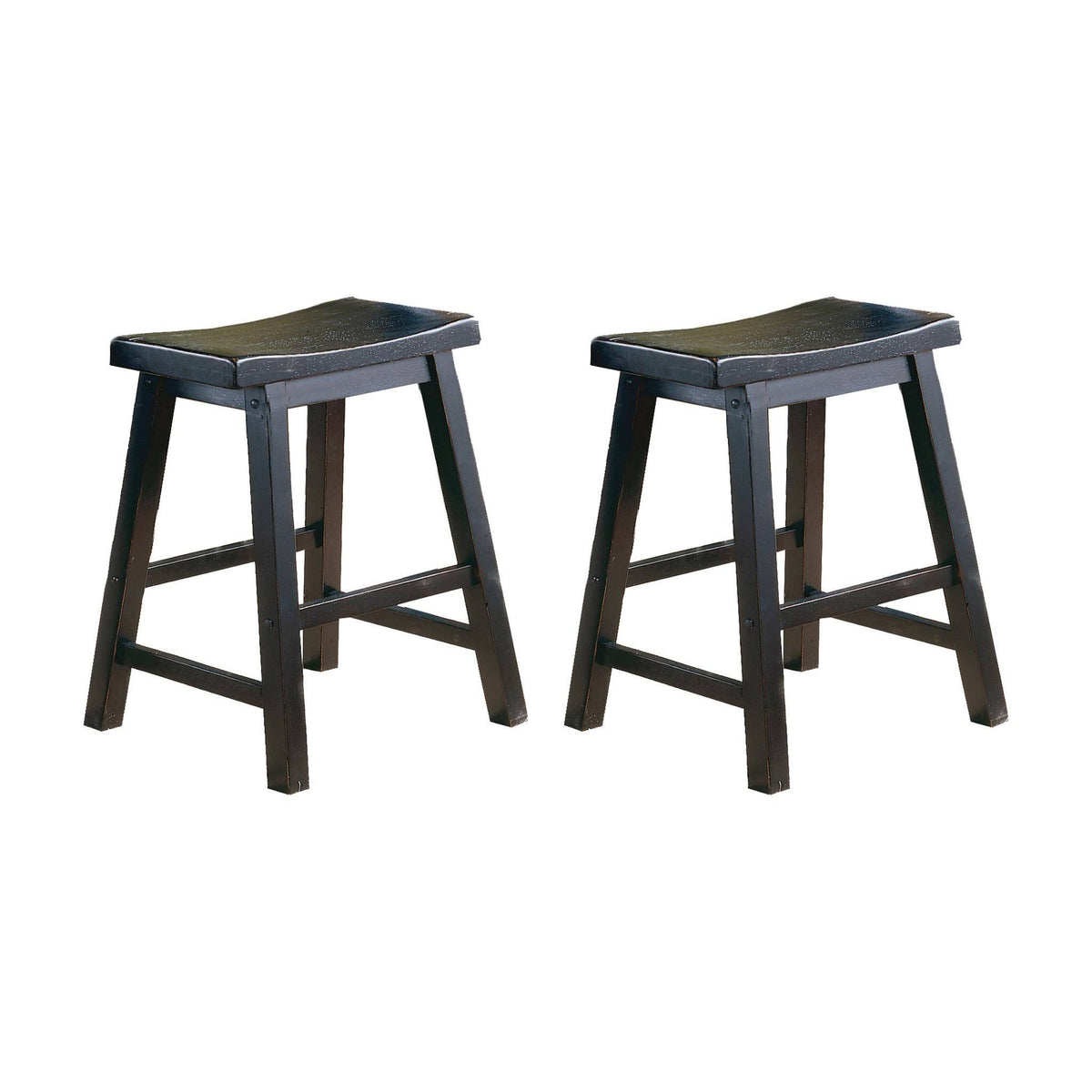 Black Wooden Counter Height Stool Set of 2 A523
