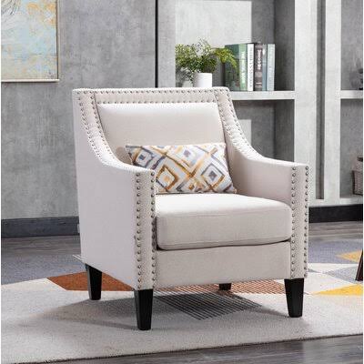 Beige 100% Linen Armchair Z158894