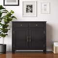 Distressed Grey Solid Wood Entryway Storage Cabinet with 2 Drawers, 2 Doors, Adjustable Shelves L4553