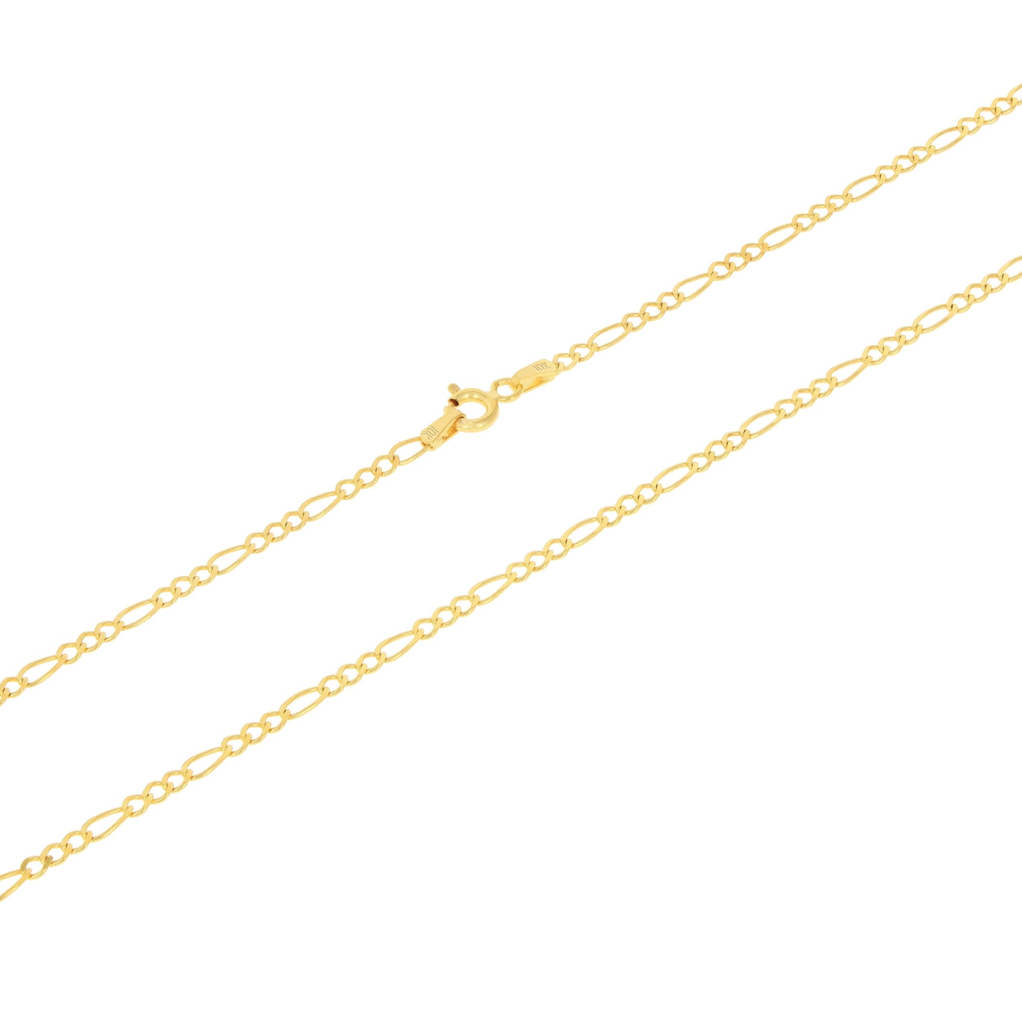 10k Yellow Gold Solid Figaro Chain Link Pendant Necklace 16" - 24" J67938