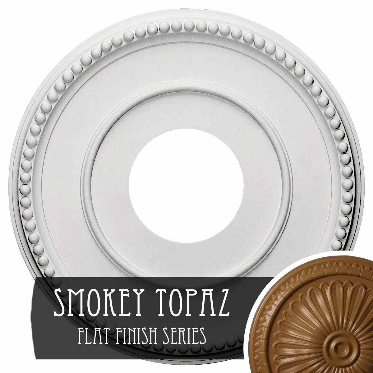 12 1/2x22OD x 3 7/8x22ID x 3/4x22P Hand-Painted Smokey Topaz Ceiling Medallion B819368