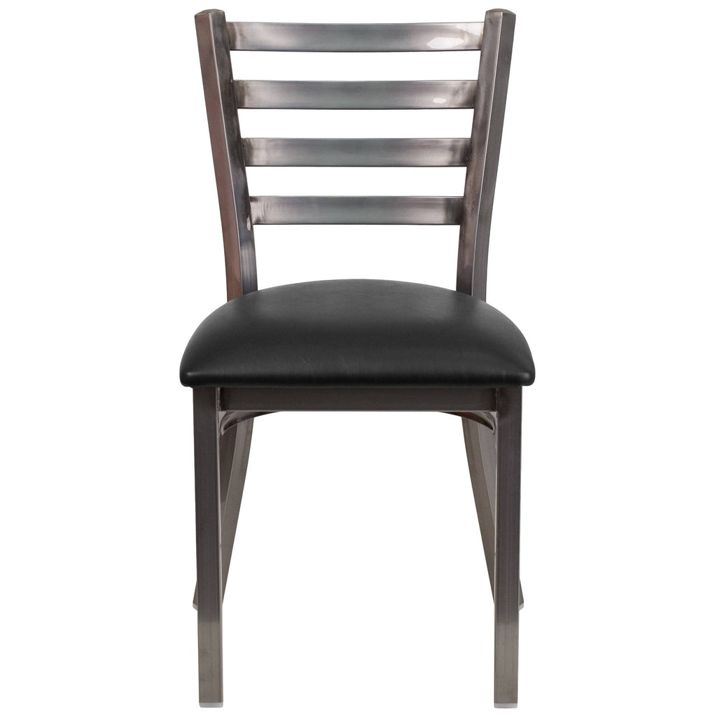 Black Vinyl Seat Metal Restaurant Chair S398783