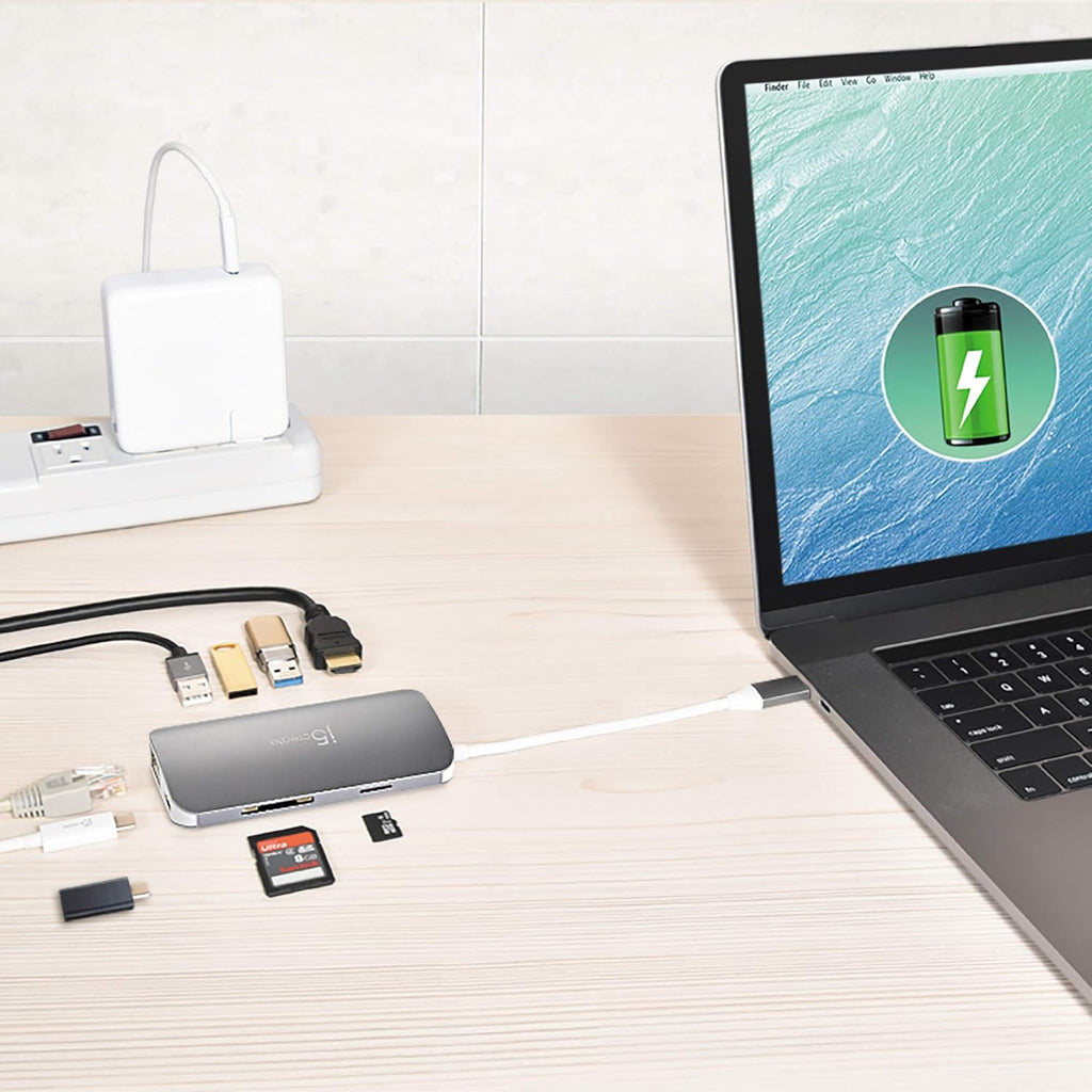 USB C Hub Adapter 10-in-1 Port Docking Station 4K HDMI, VGA, Ethernet, USB 3.0, MicroSD, SD, USB-C 3.1 + Power Delivery E359