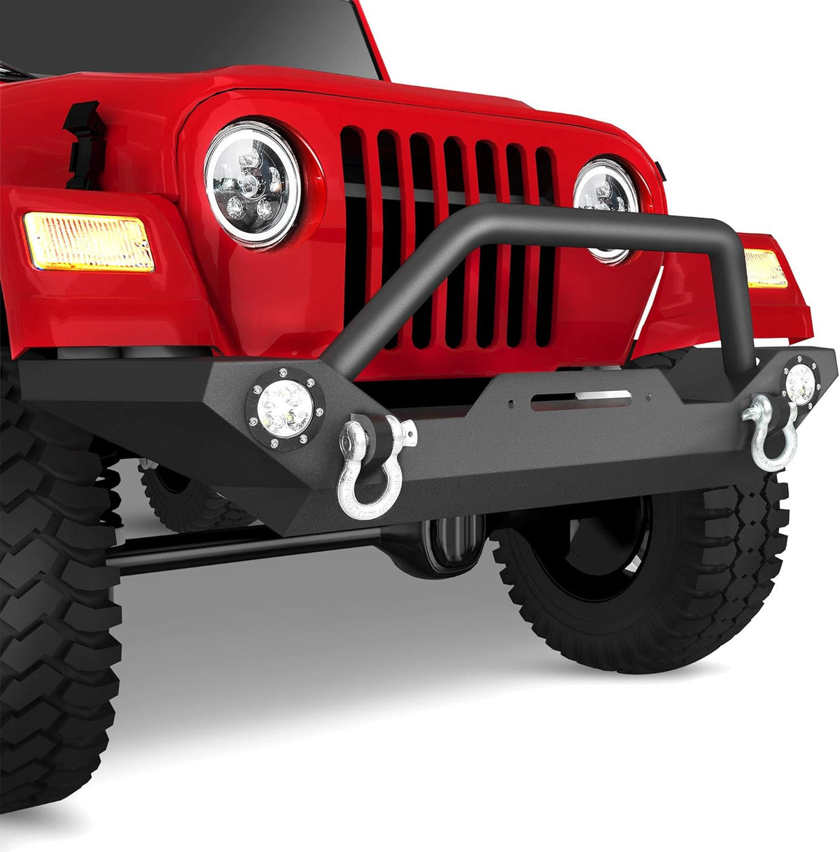 Textured Black Rear Bumper with Tire Carrier and 2" Hitch Receiver G87009