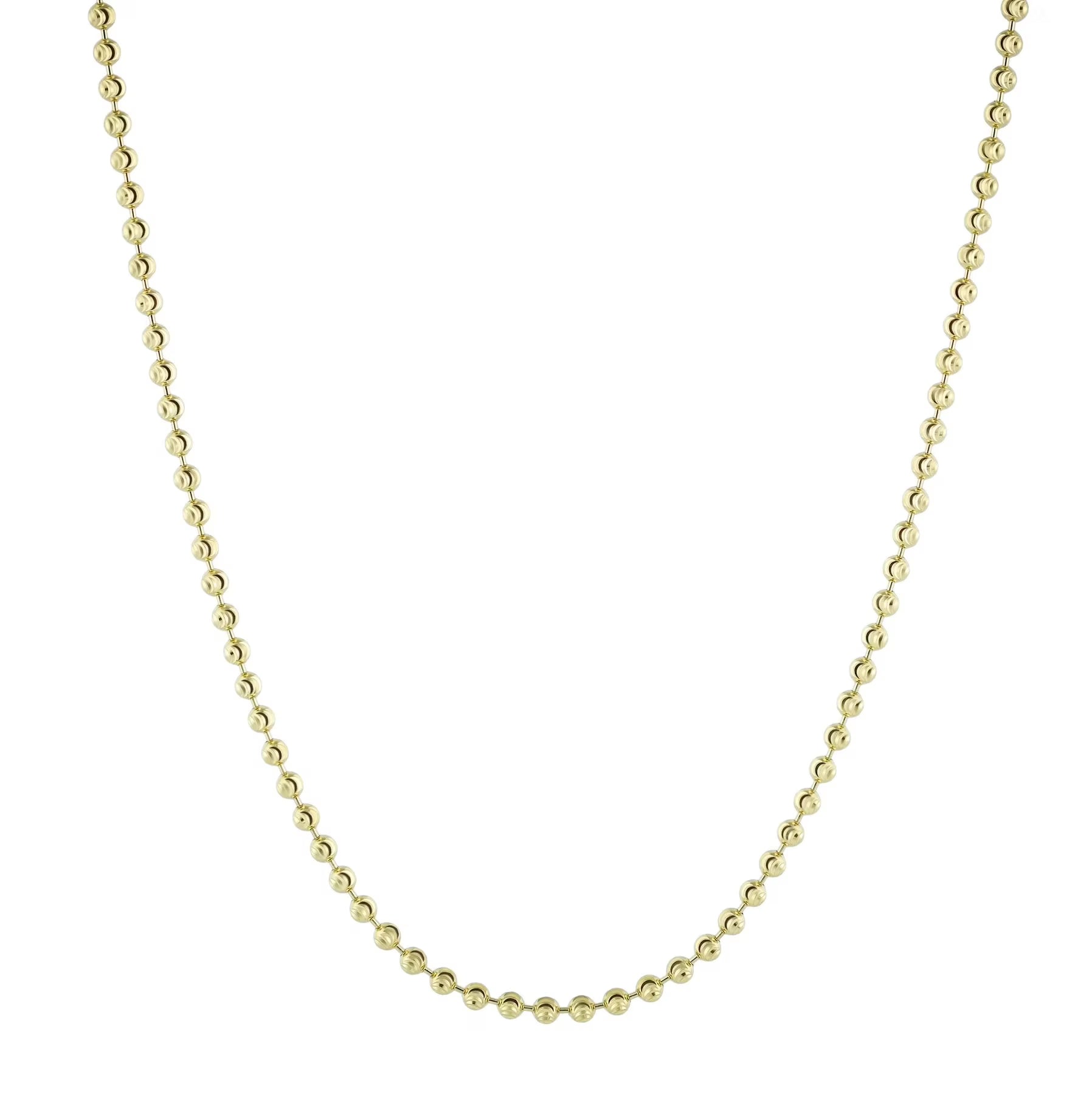 18k Yellow Gold Plated Sterling Silver 2mm Moon-Cut Chain Necklace A9177