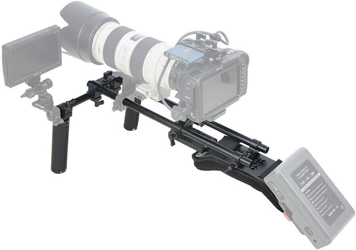 15mm Shoulder Pad Rig Support System with Riser Base Plate Mount, 15mm Rod and Handle Grips for DSLR Camera Y8373