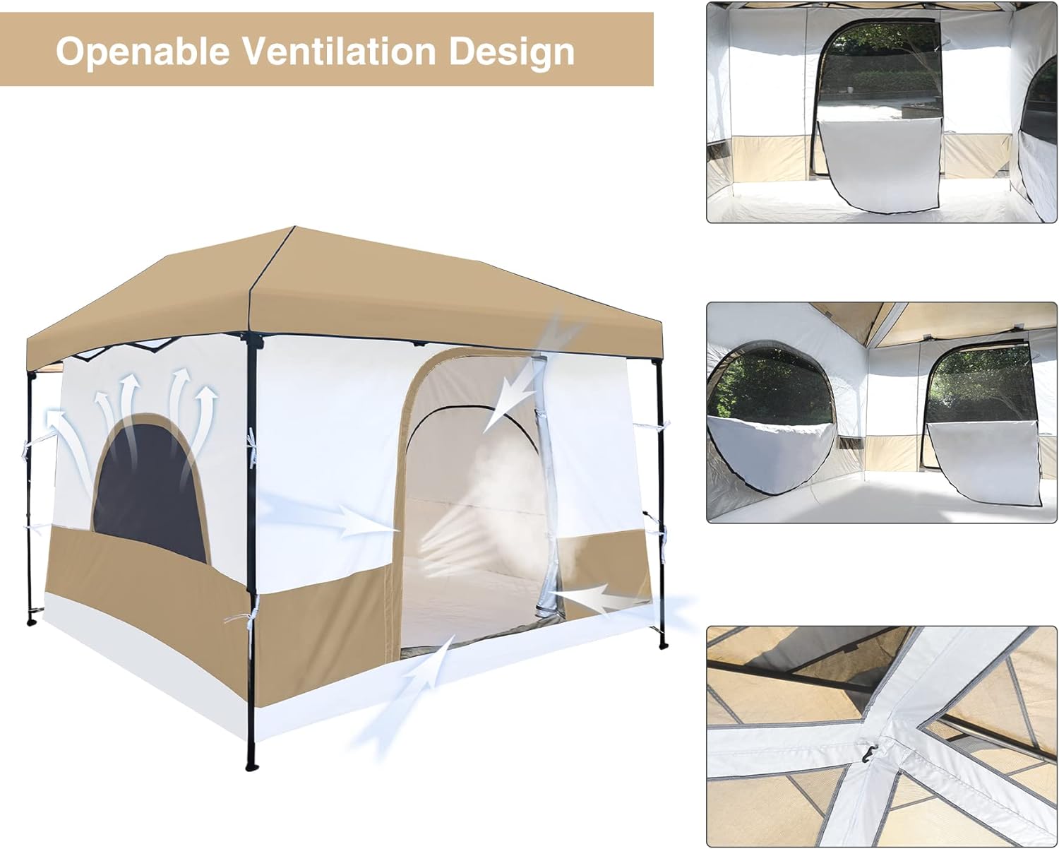 10' x 10' Khaki Camping Inner Tent Square Tent with Full Floor L503989