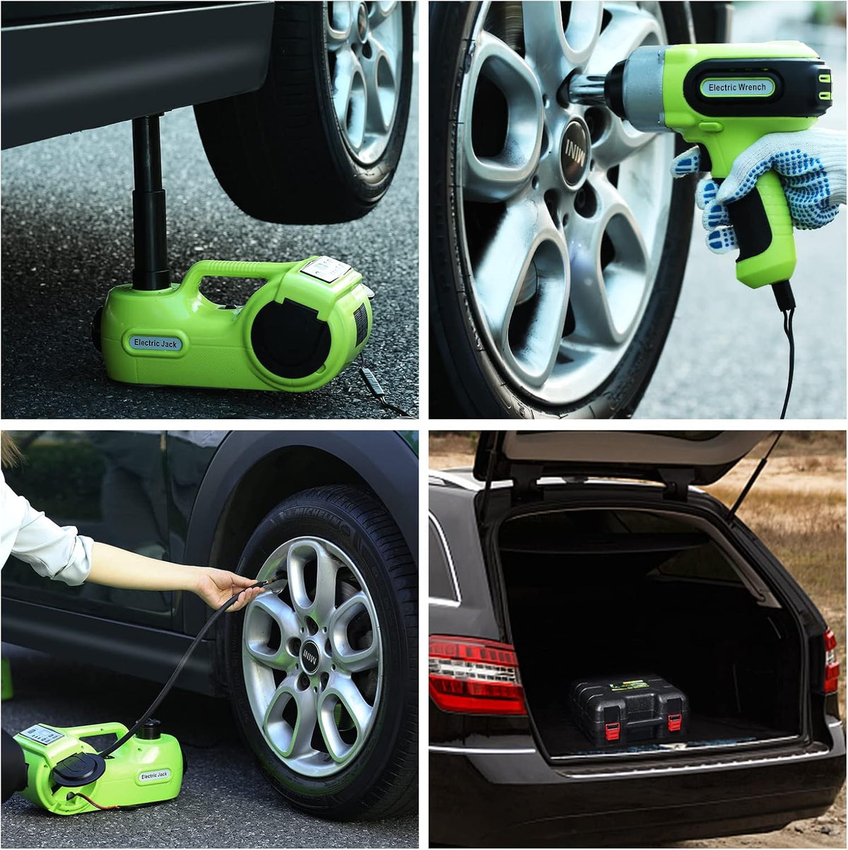 5 Ton 12V Hydraulic Car Jack Kit with Electric Impact Wrench and Tire Inflator M1218