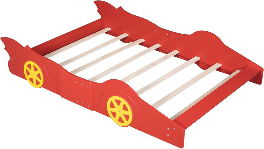 Red Full Size Race Car-Shaped Platform Bed Z5578