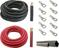 4/0 AWG 10 Feet Black + 10 Feet Red Pure Copper Ultra Flexible Cable + 5pcs 5/16 & 5pcs 3/8 Copper Cable Lug Terminal Connectors + 3 Feet Heat Shrink Tubing F614