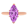 2.5ct Marquise Cut Purple Simulated Alexandrite Pink Rose Gold Ring Size 3.5 B3667