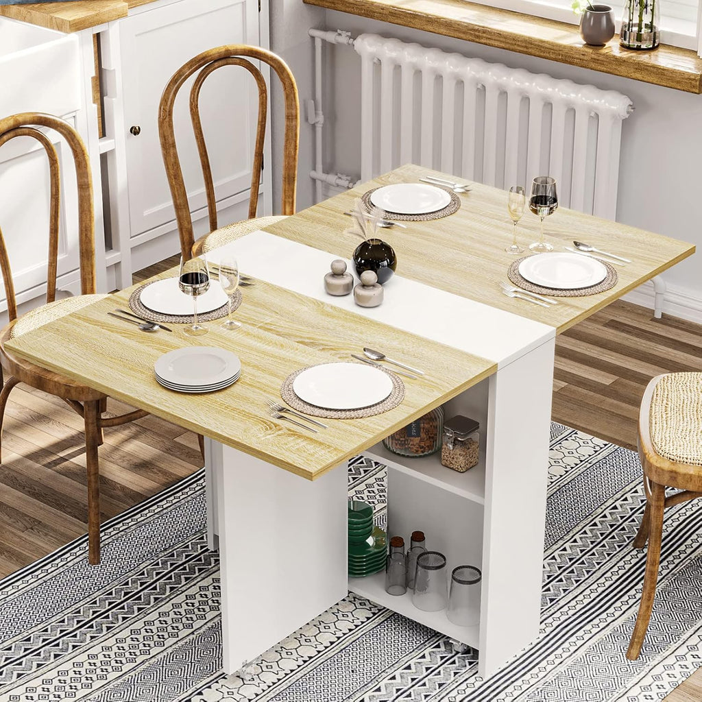 Folding Dining Table with Storage Shelves V4126