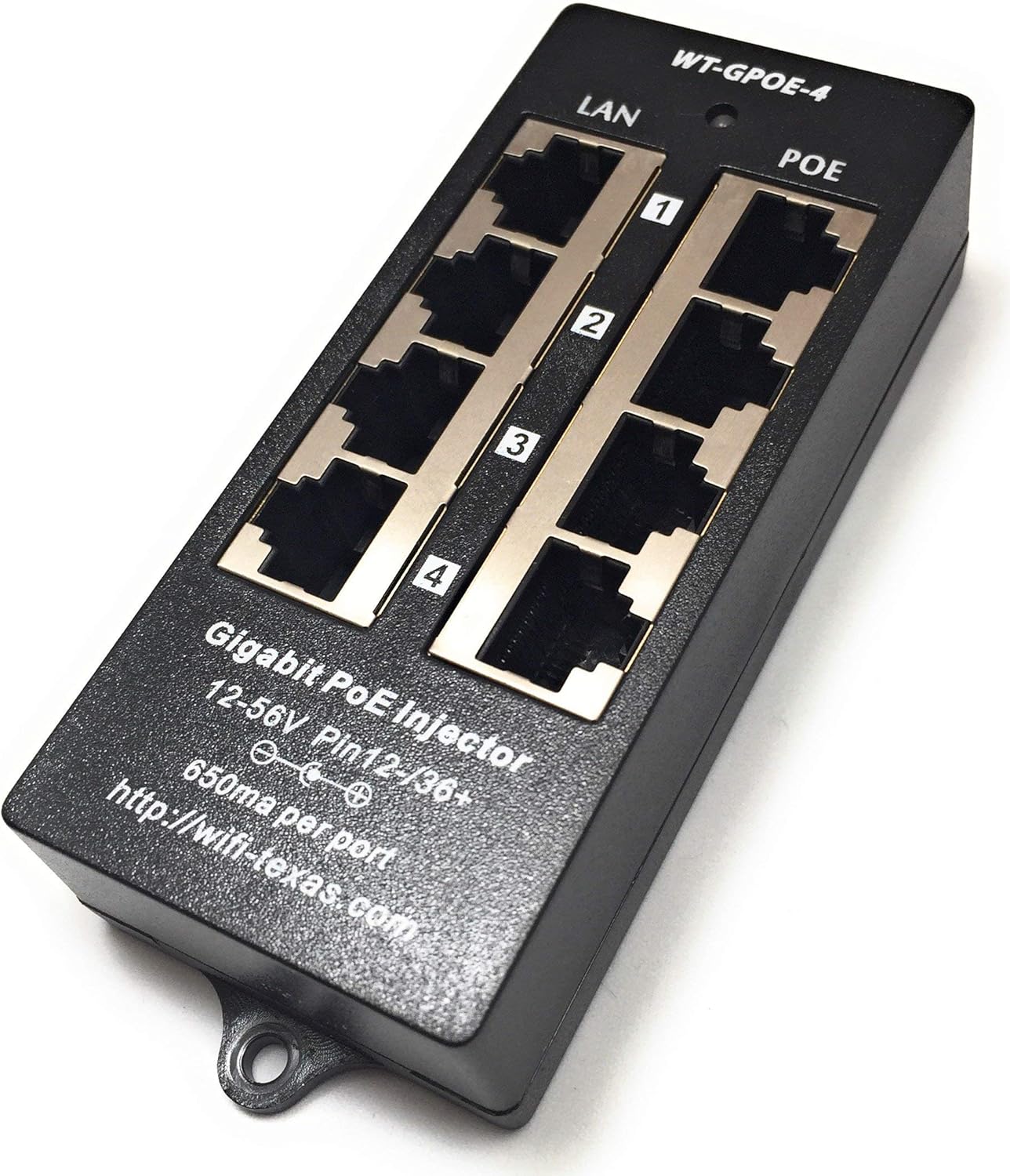 4 Port Gigabit Passive PoE Injector with 48V 48W UL Power Supply, Pack of 2 D464165