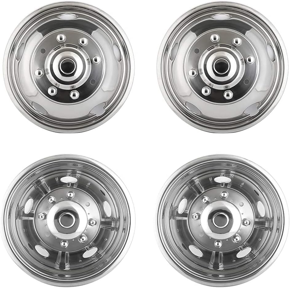 4pcs 19.5inch Polished Stainless Steel Dually Wheel Simulators with Installation Tool Kit F21868