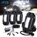 White LED Rock Lights 4 Pods with Switch Wire Harness M901