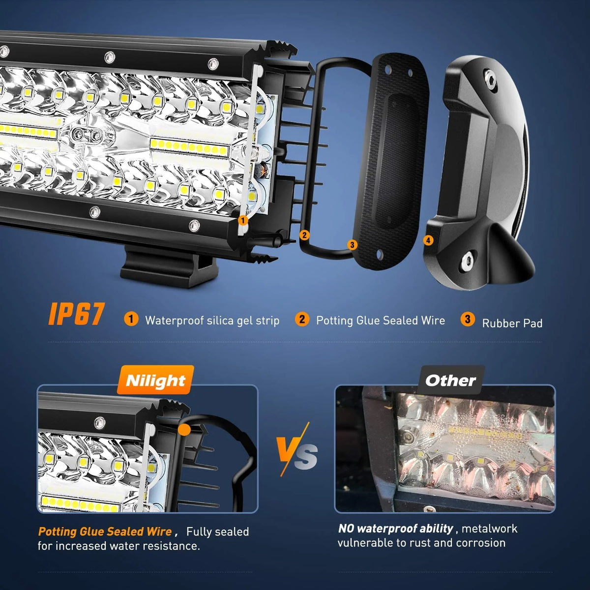 26Inch 540W Triple Row Bar 50000LM Flood Spot Combo Beam LED Off Road Lights Q251800
