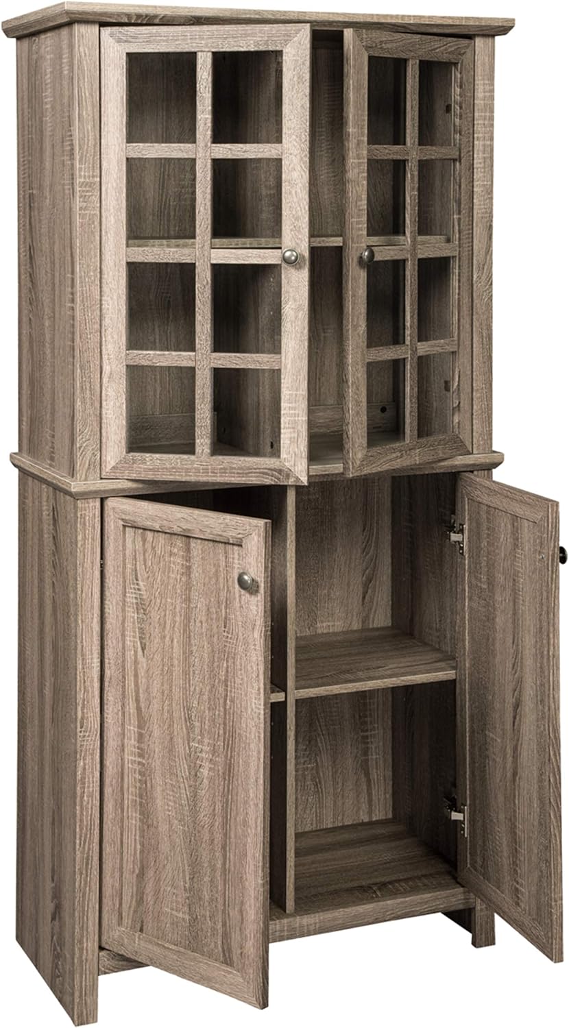 Rustic Farmhouse Accent Cabinet with Adjustable Shelves, Gray W512