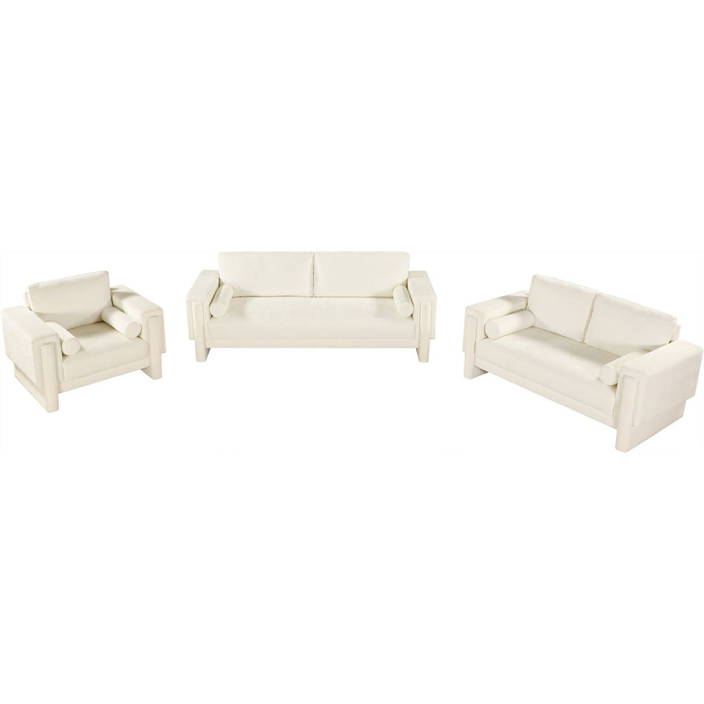 Cream Chenille Fabric Loveseat F3247