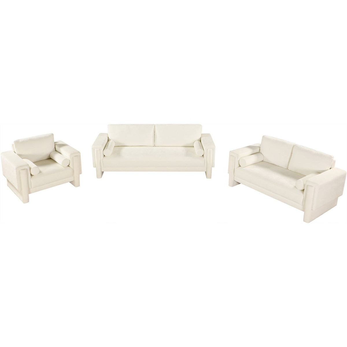 Cream Chenille Fabric Loveseat F3247