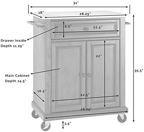 White Wood Top Kitchen Cart W5222