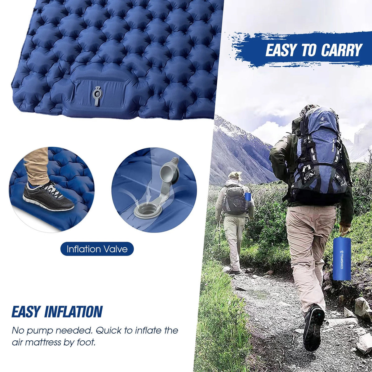 Lightweight Backpacking Sleeping Pad with Air Pillow Z98304