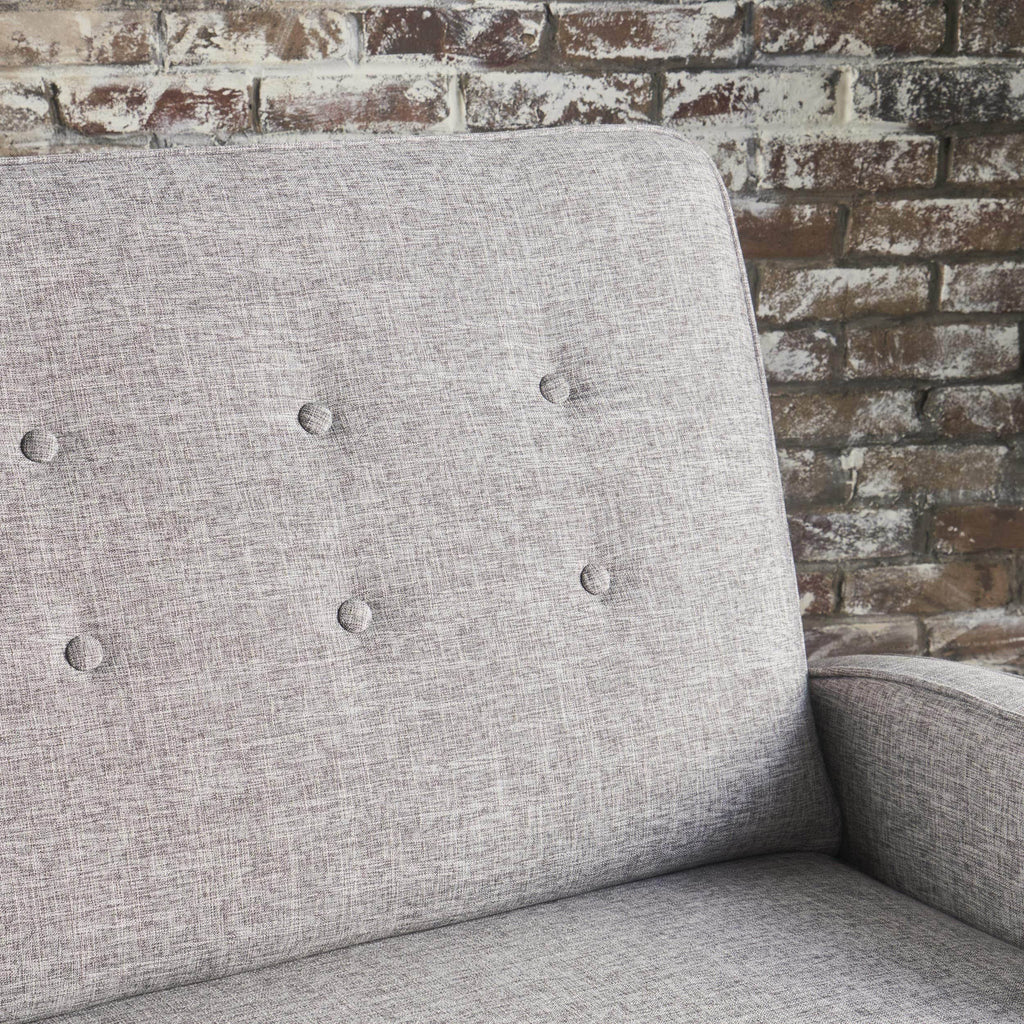 Gray Buttoned Fabric Reclining Loveseat O49381