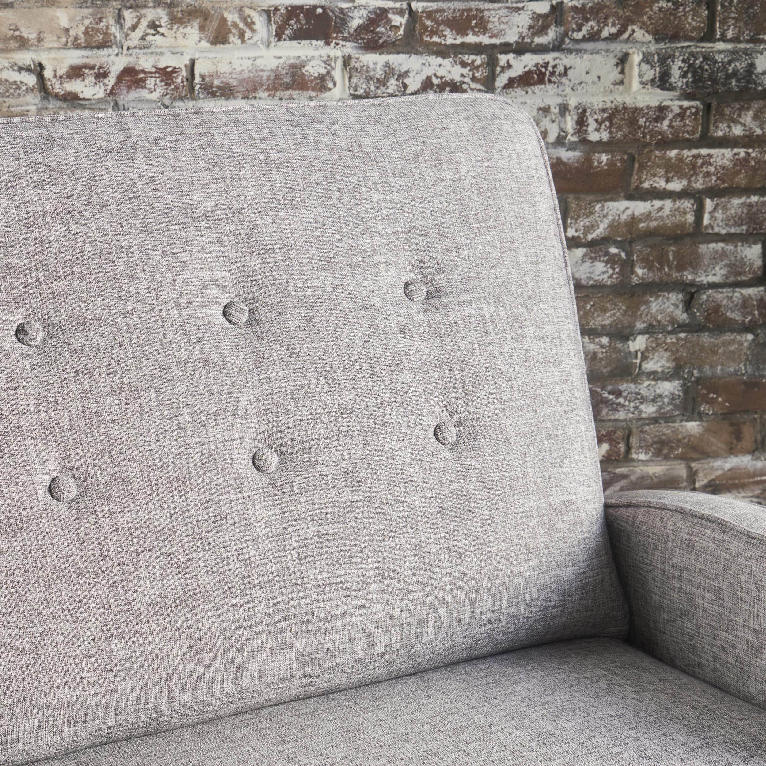 Gray Buttoned Fabric Reclining Loveseat O49381