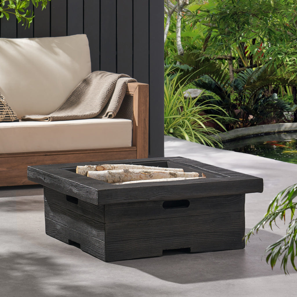 Gray Concrete Square Fire Pit O96828