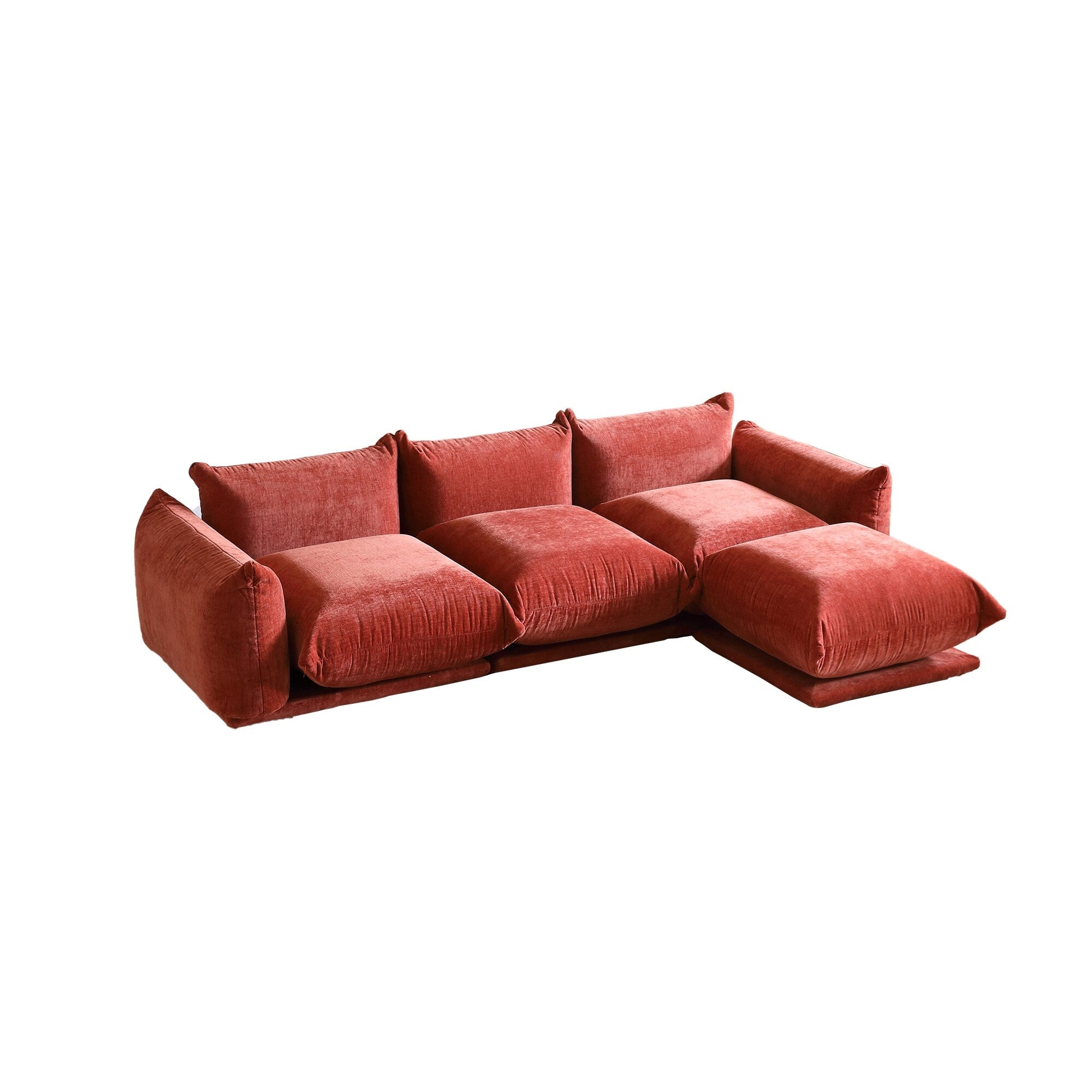 Orange Chenille Sectional Sofa with Ottoman Q719389