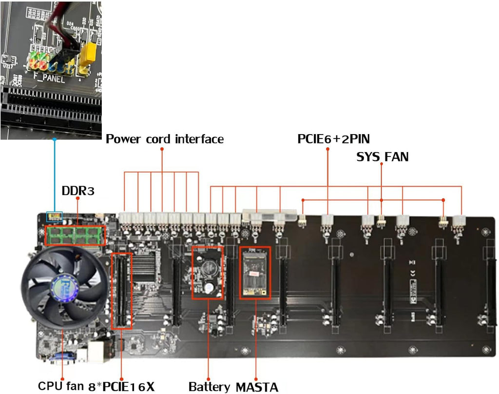 8 GPU 70mm Slots Mining Rig Frame with 8 Fans N419