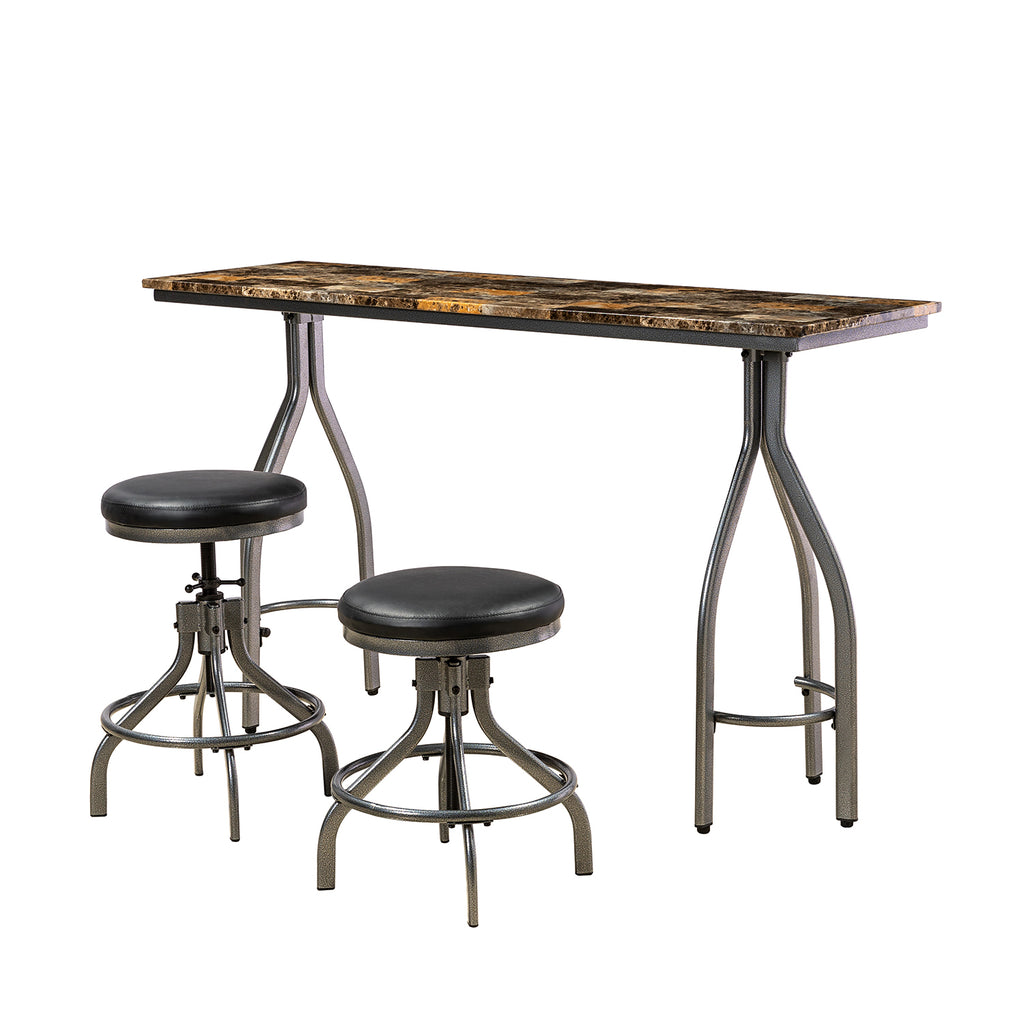 3 Piece Dining Set with 2 Swivel Stools BROWN T2284