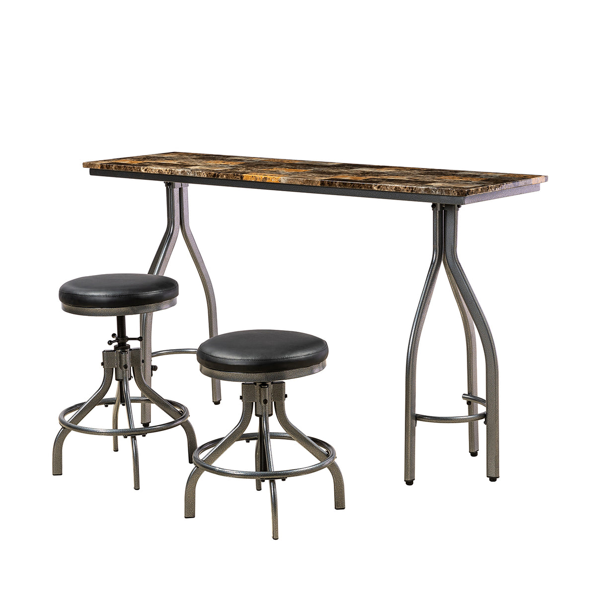 3 Piece Dining Set with 2 Swivel Stools BROWN T2284