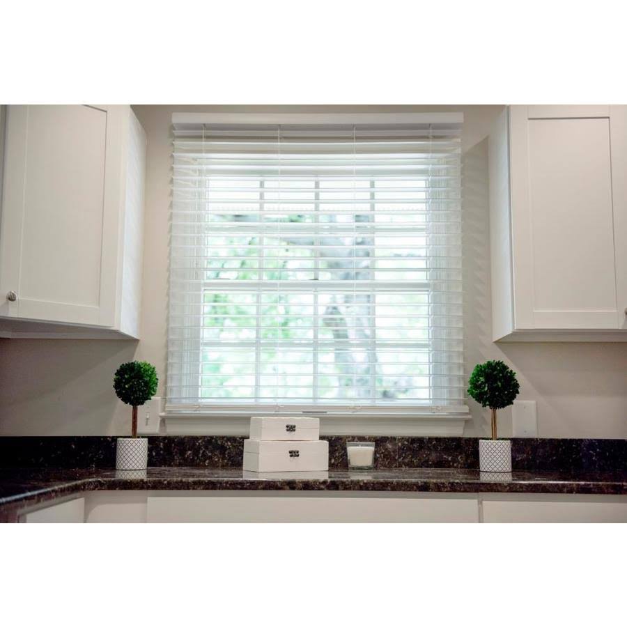 Cordless Soft White Faux Wood Room Darkening Blinds W758673