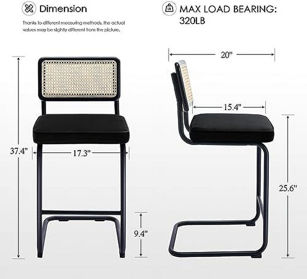 Counter Height Boucle Fabric Barstools with Natural Cane Mesh Z258