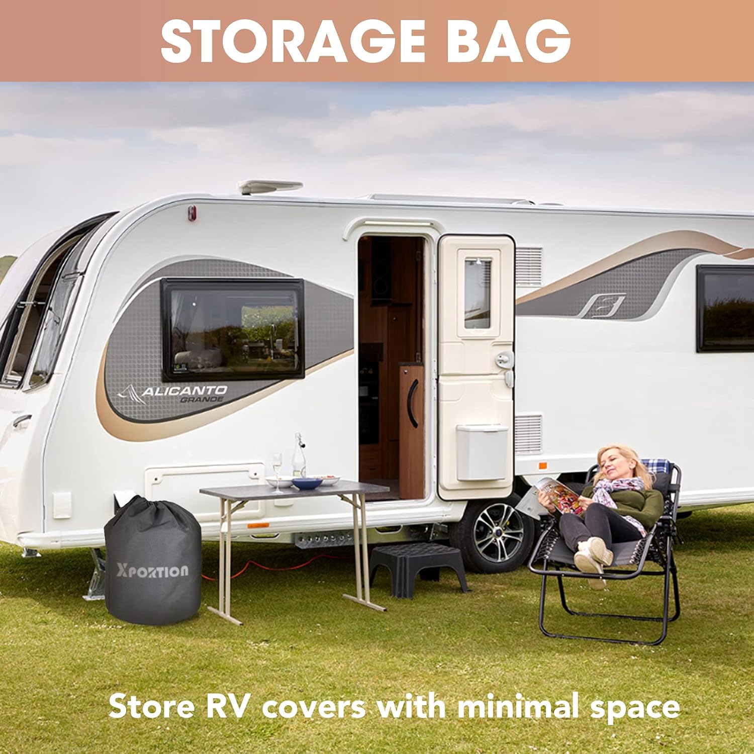 Windproof 4-Layer Travel Trailer Cover Fits 24’ - 27’ RV R79118