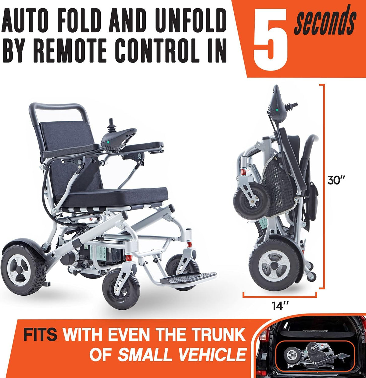 Foldable Electric Power Wheelchair with 20AH Battery Capacity E543961