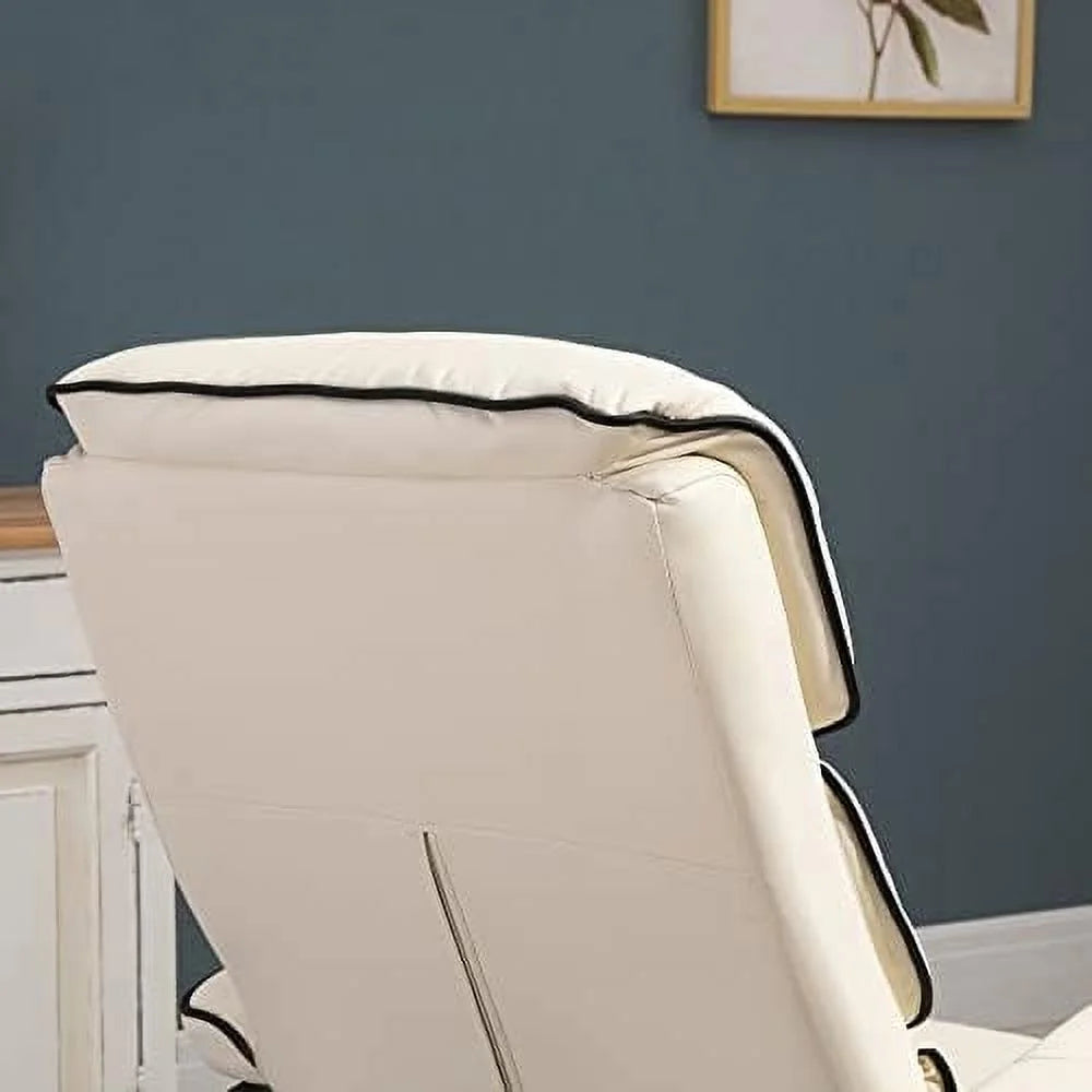 Cream White PU Leather Swivel Recliner Chair with Ottoman M810