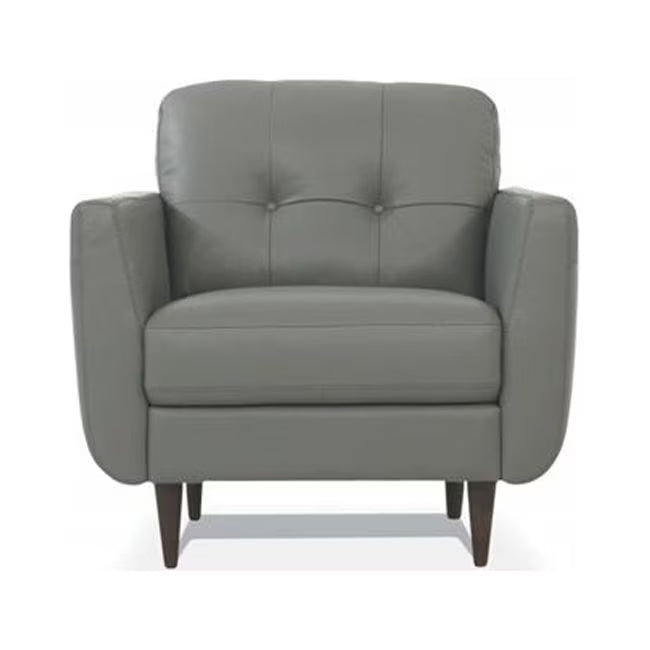 Pesto Green Genuine Leather Tufted Arm Chair A2607