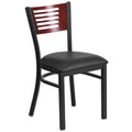 Black Slat Back Metal Restaurant Chair with Wood Back and Vinyl Seat S40501