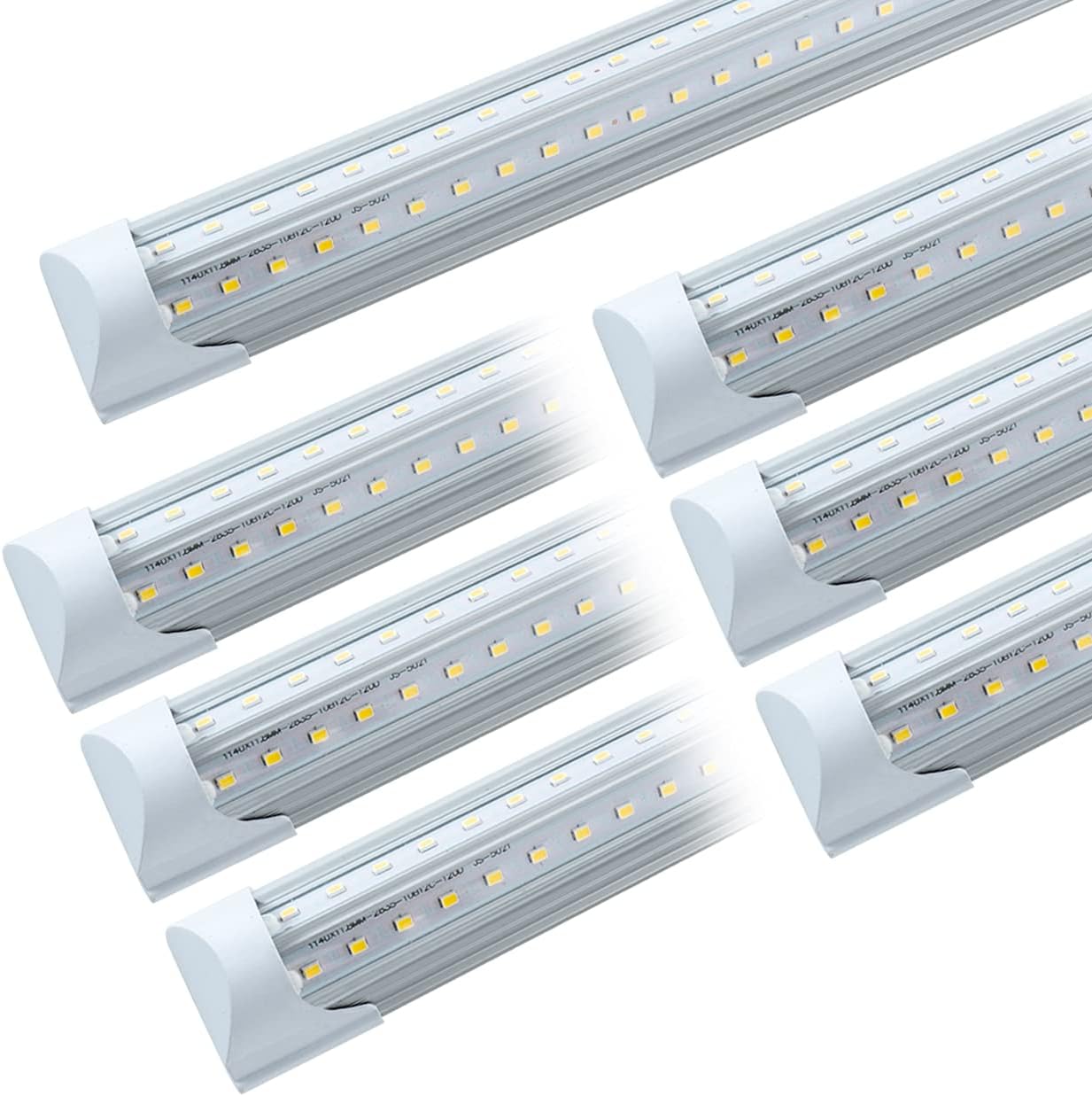 6 Pack T8 LED 4FT 40W Integrated V Shaped Tube Light, Linkable White Daylight 6000k with On/Off Switch Cable Clear Cover E17345