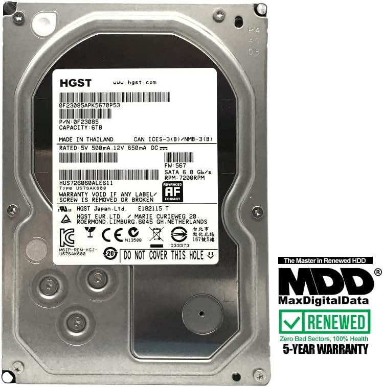 6TB 7200RPM 128MB Cache SATA 6Gb/s 3.5-inch Enterprise Hard Drive (Renewed) Pack of 2 V75756