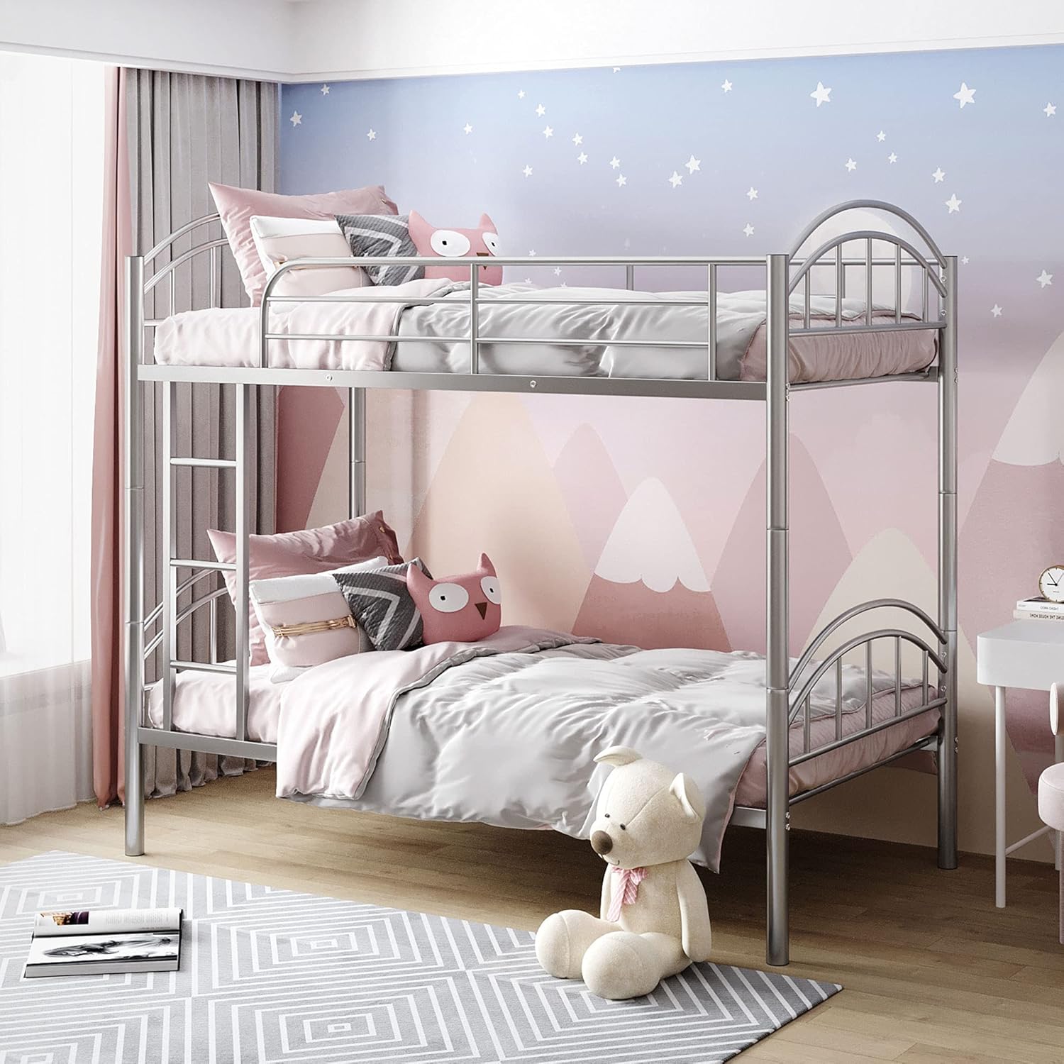 Black Twin Metal Bunk Bed with Trundle L5435