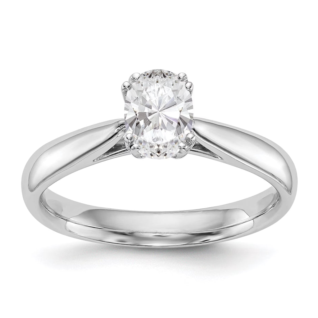 0.50ct CZ Solid 14K White Gold Oval Solitaire Engagement Ring I77103